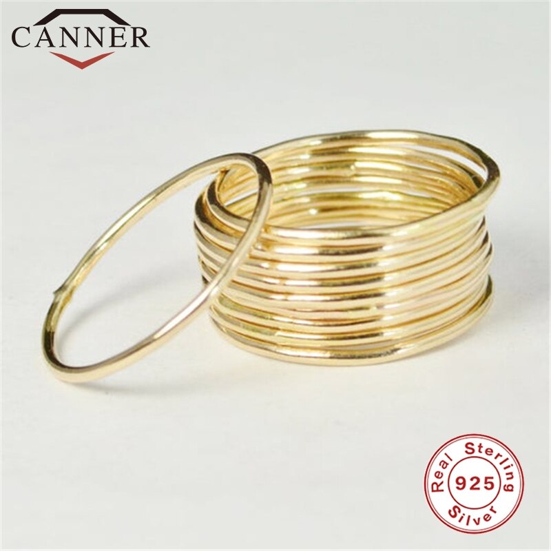 925 sterling sølvringe til kvinder simple minimalistiske glatte linjer guld rose guld sølv tynde finger ring smykker koreansk