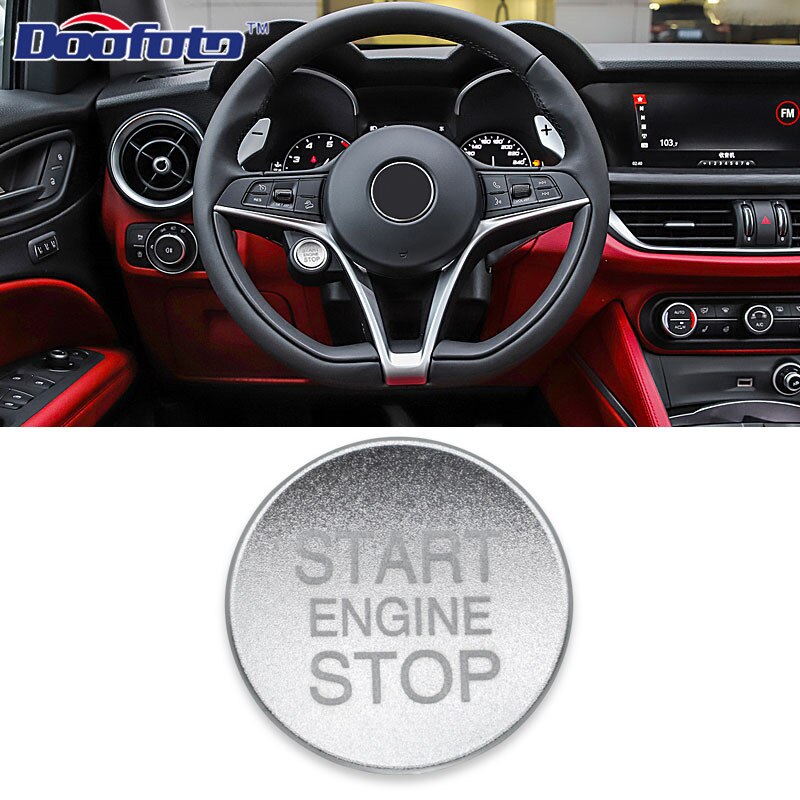 Nowy silnik samochodowy przycisk początek pierścień akcesoria wewnętrzne stylowe etui robić Alfa Romeo Giulietta Stelvio 159 dekoracje automatyczny okładki: srebro
