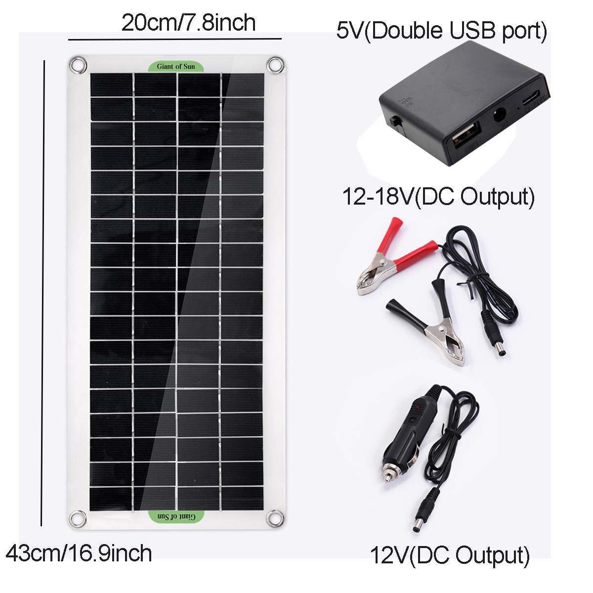 100W Solar Panel 12V Polycrystalline Double USB Power Portable Outdoor Solar Cell Car Ship Camping Phone Charger w/Solar Charger
