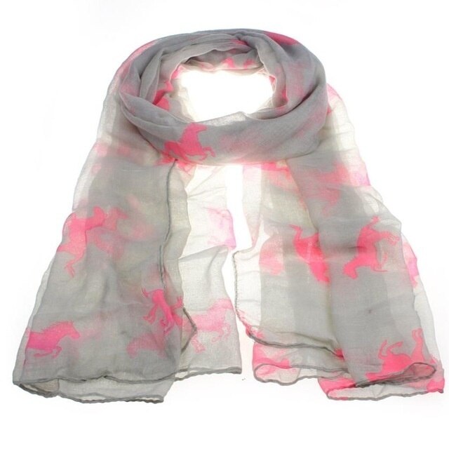 Mode Stijlvolle Vrouwen Running Horse Print Lange Sjaal Wrap Stole Voile Chevron Infinity 180Cm X 100Cm 1 stuk