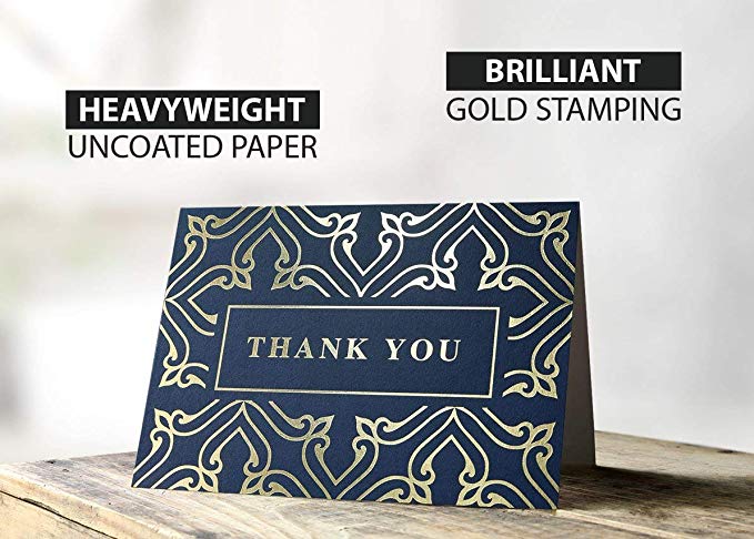 4pcs thank you Cards blank gold foil Notes Cards with envelope 4x6 inch cardstock paper stationery for wedding invitation cards