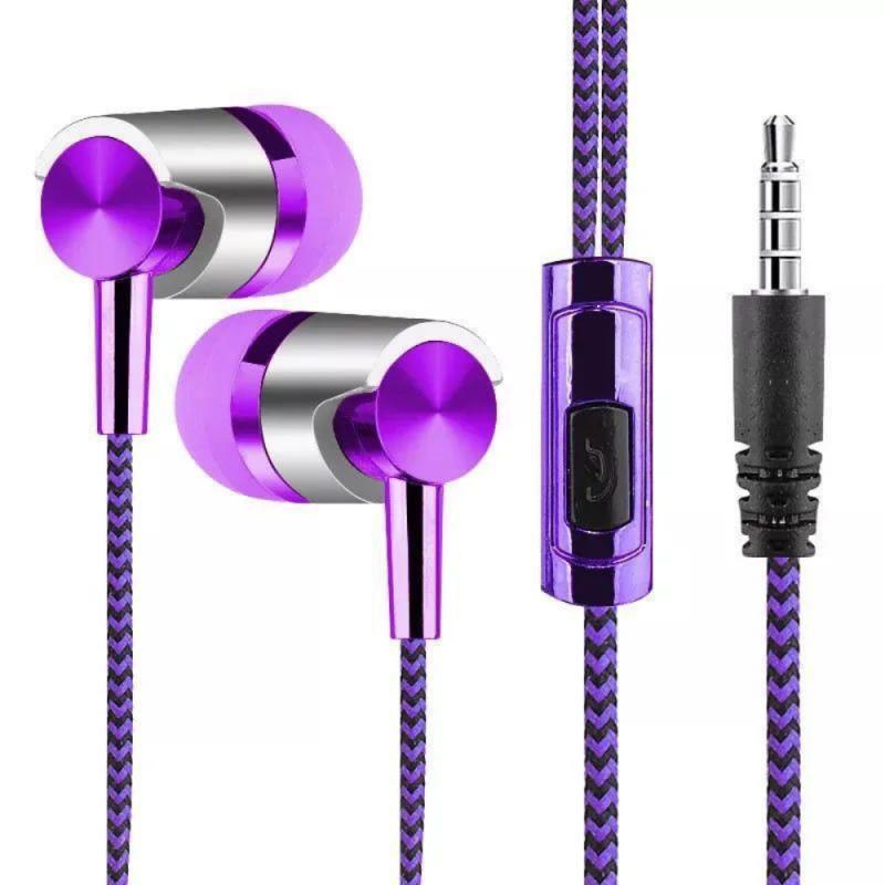 Auriculares con cable trenzado de cuerda de nailon de 3,5mm, auriculares deportivos con graves, auriculares estéreo con micrófono, control de volumen, auriculares de música: Blanco