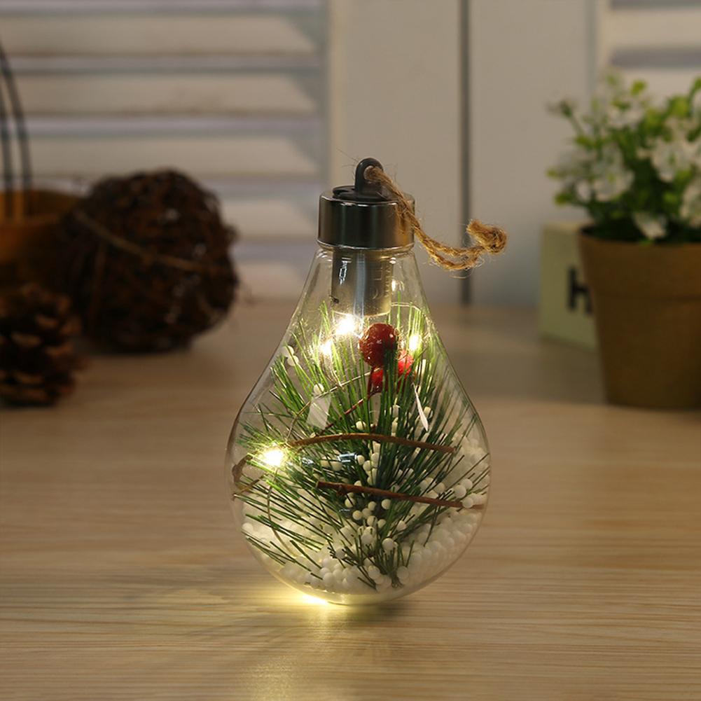 Bola de Navidad luminosa transparente, luz Led de noche, decoración de árbol de Navidad, colgante