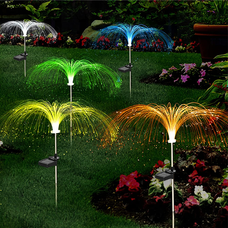 Solar Jellyfish Lights Waterproof Garden Lights Fiber Optic Lights Luminous Charging Garden Decorative Lights