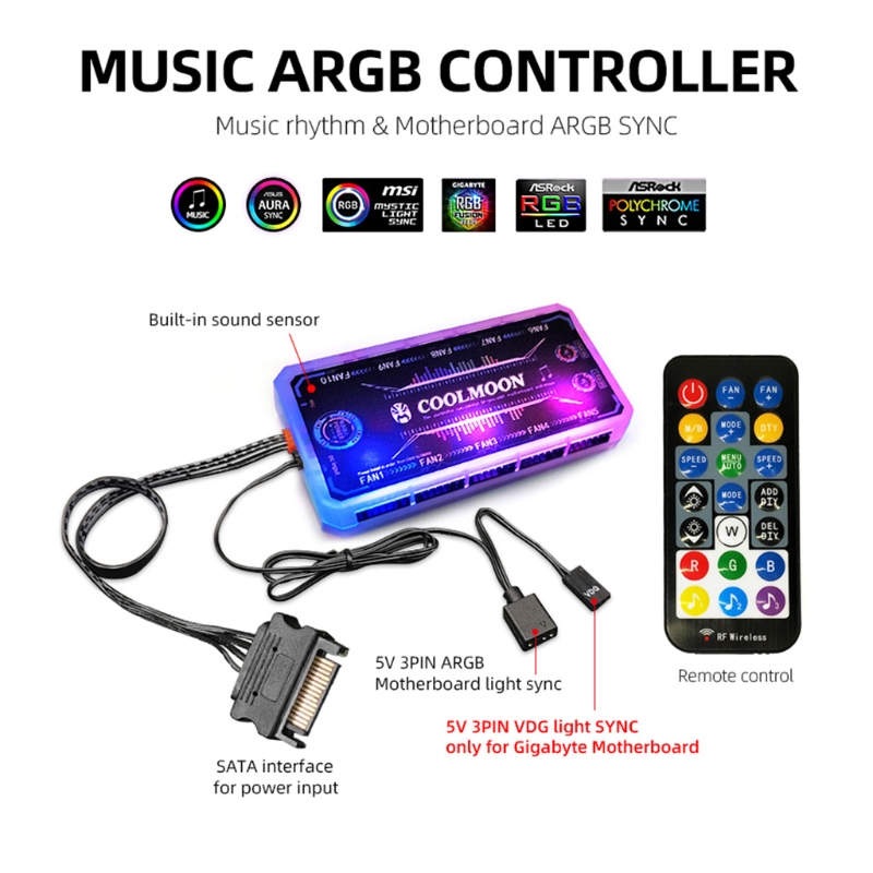 Computer PC Fan Aura Sync Support Adjust RGB Cooling Fan 120mm Silent Control Computer Cooling RGB Case Fans