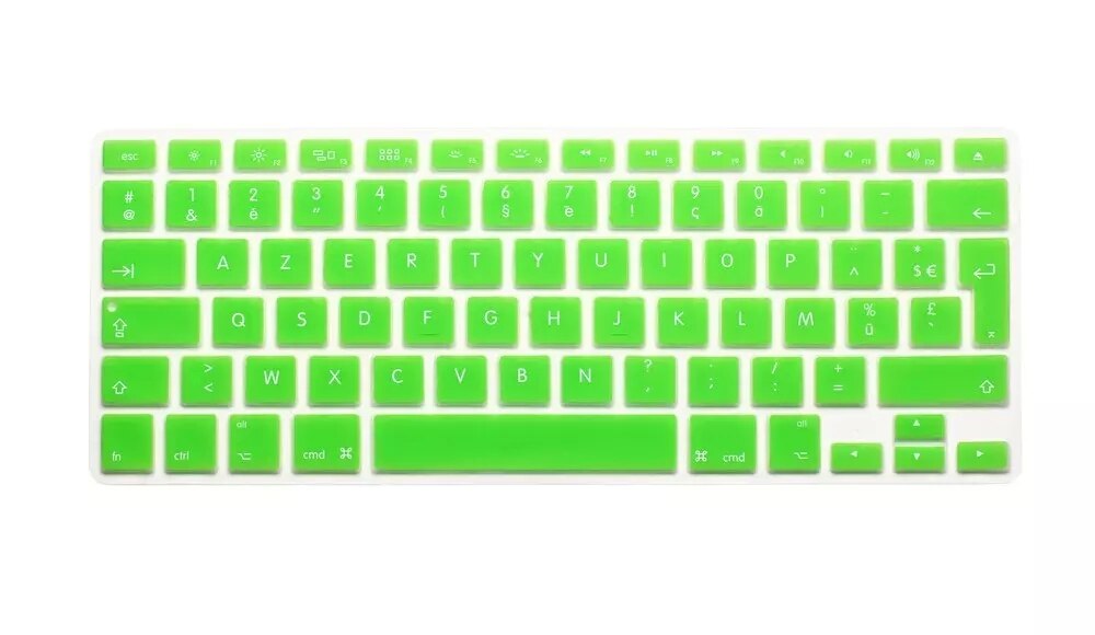 Silicone French Keyboard Cover For Macbook Air Pro Retina 13 15 17 Protector for Mac book keyboard France EU Euro AZERTY: Green
