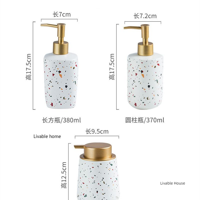 Tragbare Seifenspender aus Keramik, Handwaschflüssigkeit, Flasche, Terrazzo-aufbringen, Lotionsflasche, Seifenflasche, Badezimmer-Seifenspender