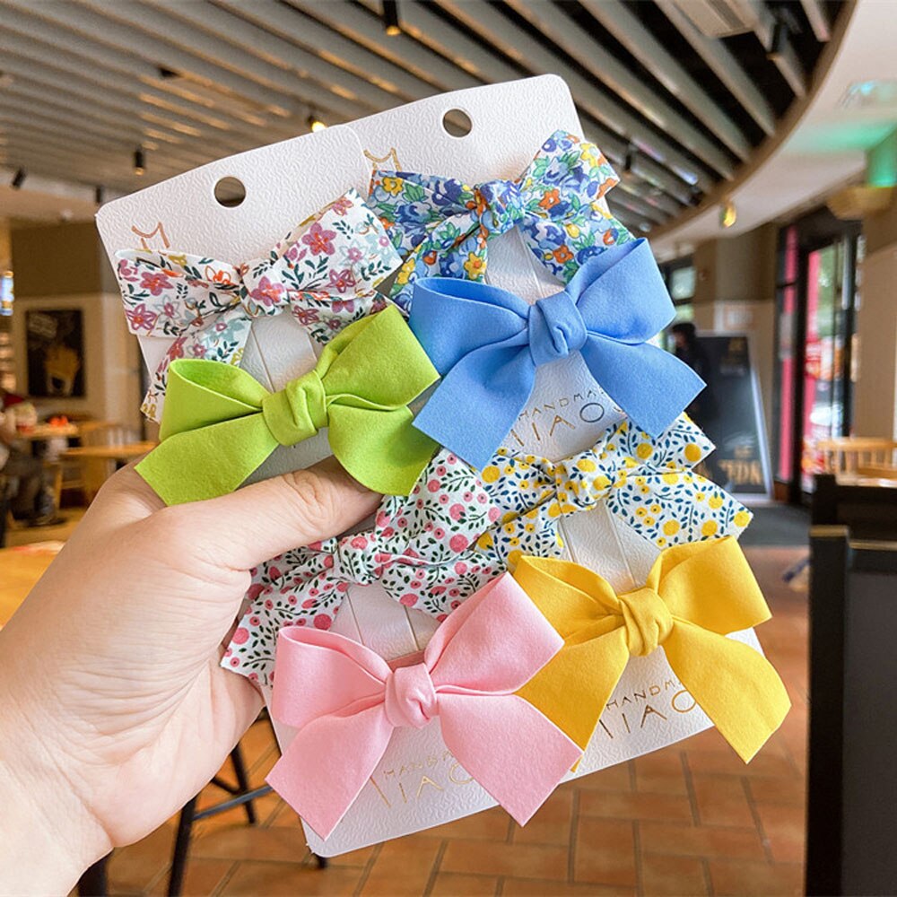 2 unids/set bebé verano pelo Clips chicas dulces y lindas Floral, pinzas para el pelo con lazo niños horquillas princesa tocado Accesorios