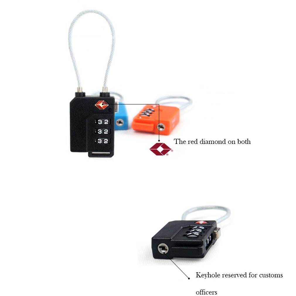 3 Digit Password Lock Steel Wire Security Lock Suitcase Luggage Coded Lock Cupboard Cabinet Locker Padlock