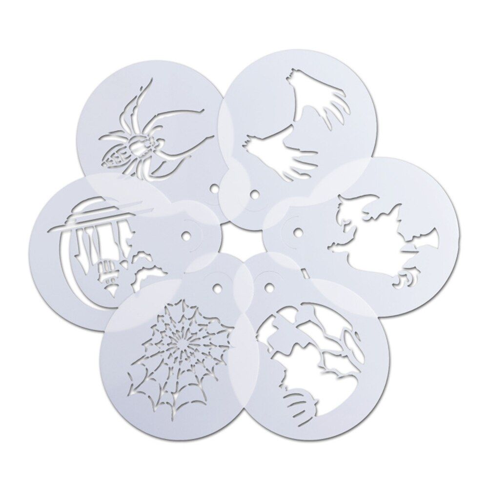 6pcs/set DIY Fancy Coffee Printing Flower Mold Latte Coffee Cappuccino Mold Coffee Cake Decoration Cake Plastic Mold Template