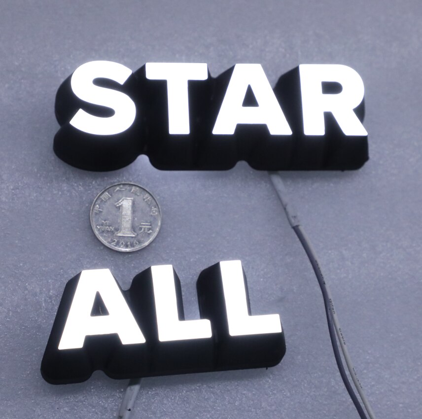 Premium front lit acrylic light letter mini 3d LED signage with bevel edge for shop decoration