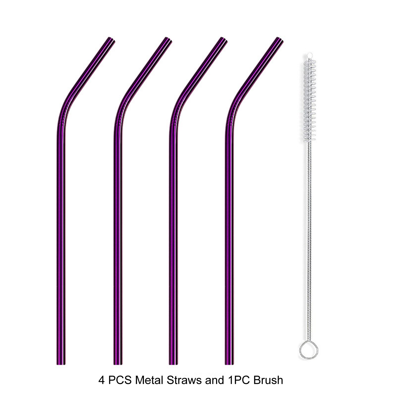 House Reusable Stainless Steel Straws Metal Straight Bent Drinking Straws with Cleaner Brush Reusable Straw Party Bar Accessorie