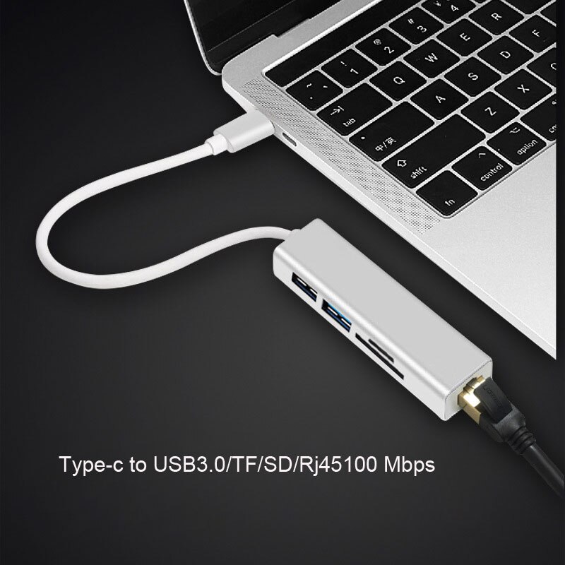 Marsea Usb C Hub Om RJ45 Gigabit Ethernet 100M Thunderbolt 3 Hub Usb C Dock Voor Macbook Pro/air Type-C Met Tf Sd Reader