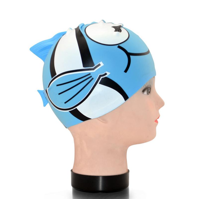 1pc Practical Portable Durable Silicone Cute Swimming Cap for Kids Boys: Blue