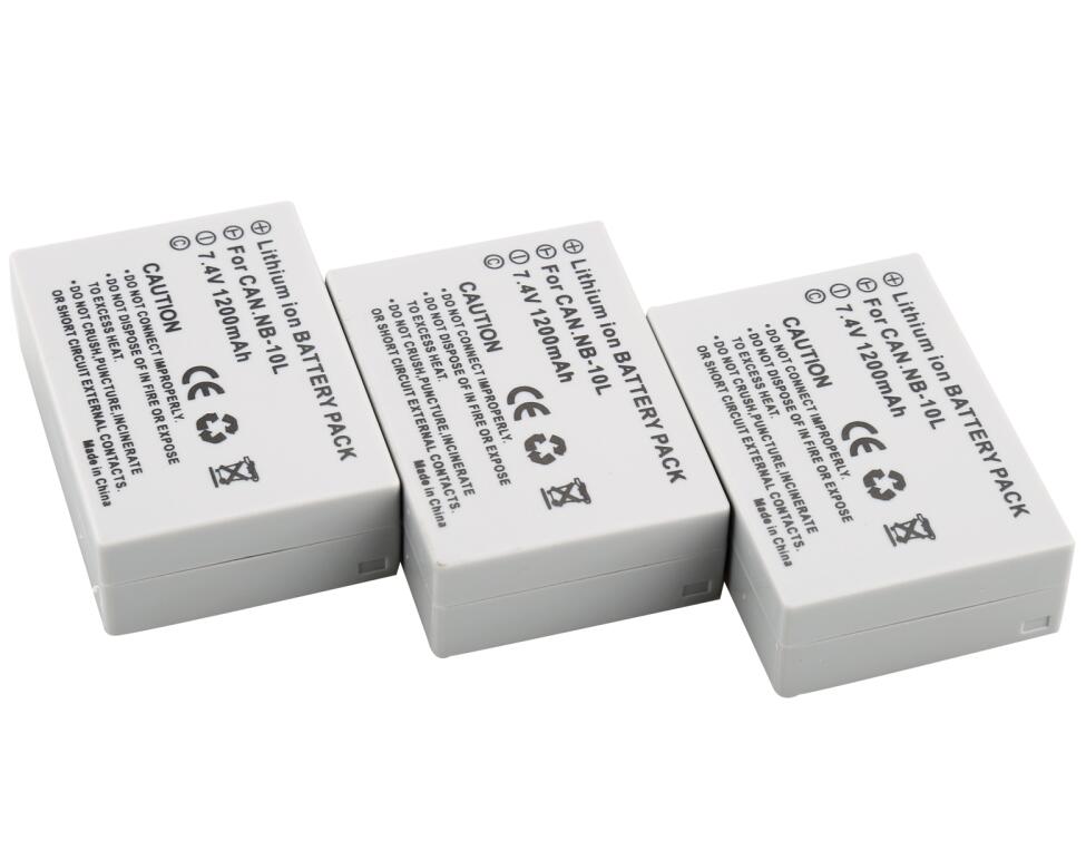 NB-10L Vervangende Batterij en USB Dual Charger voor Canon SX40 HS SX40HS SX50 PowerShot SX40 HS SX50 HS SX60 HS: 3 battery