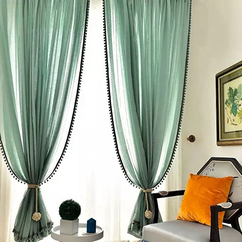 2- pack gardinbindningar - gardinrep i naturlig bomull, handgjorda lantliga dekorativa gardinhållare (beige)