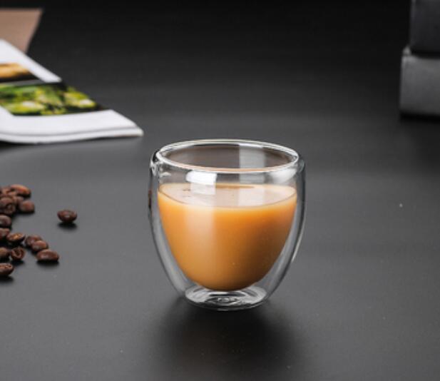 Hoge capaciteit dubbelwandige glazen bekers bier koffiebekers hittebestendige drinkbekers theemokken transparant drinkgerei: A 80ml