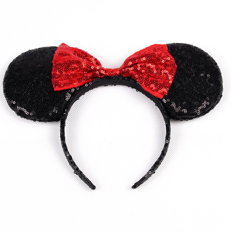 Hårtilbehør minnie mouse øre pandebånd hårbånd til kvinder pailletter sløjfe piger pandebånd fødselsdagsfest hårbånd