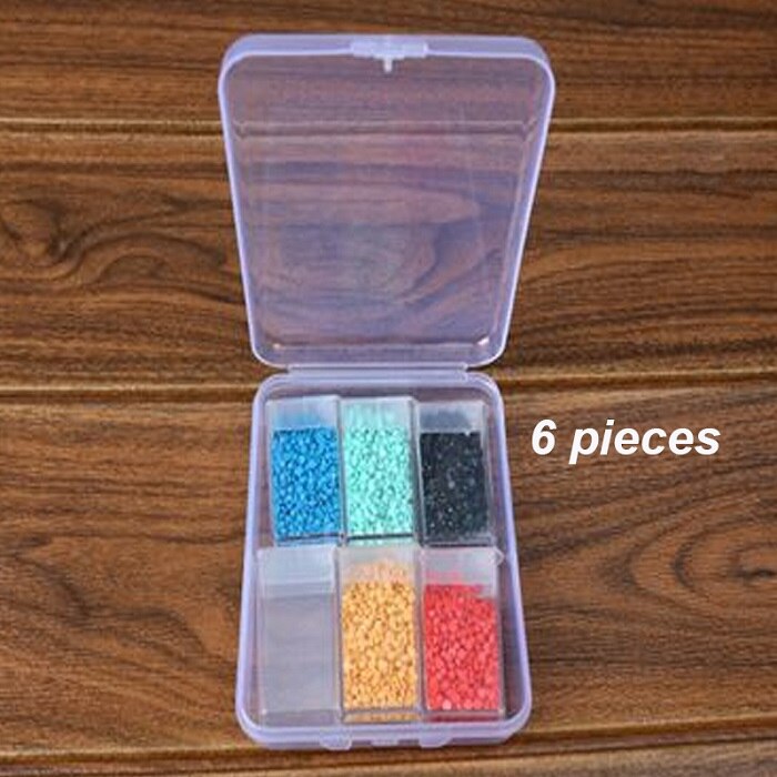 Caja de plástico para guardar cuentas y joyas, contenedor de almacenamiento con 64 cuadrículas, accesorios para pintura de diamantes, herramientas y cuentas: 6 pieces