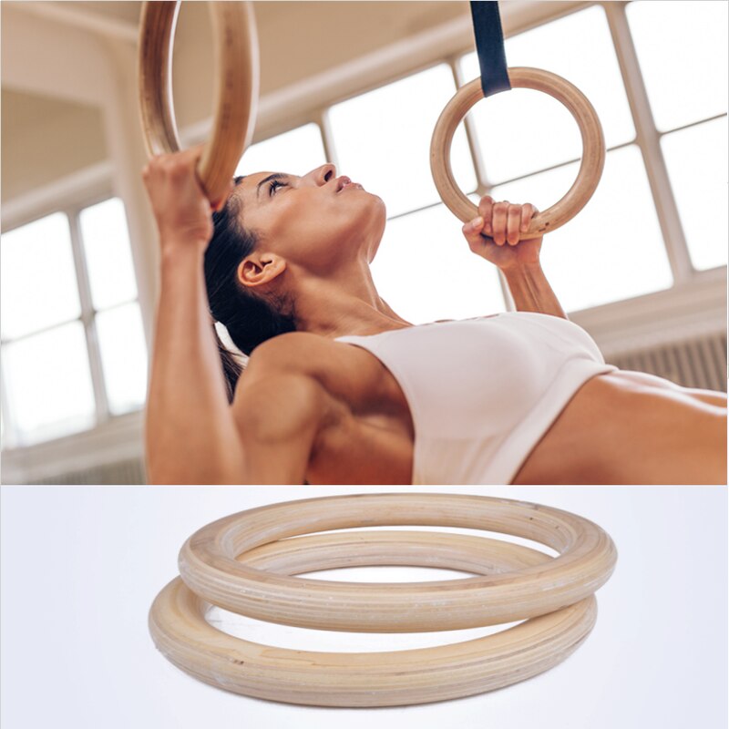 ABS abedul 32/28cm de madera ejercicio de gimnasio, adecuación física anillos Anillas Gimnasia gimnasio ejercicio Crossfit Pull Ups músculo Ups