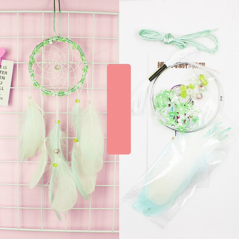 Färgglada drömfångare kit fjäderdekoration vägg hem plantskola dekor fjäder set hantverk drömfångare själv material hantverk