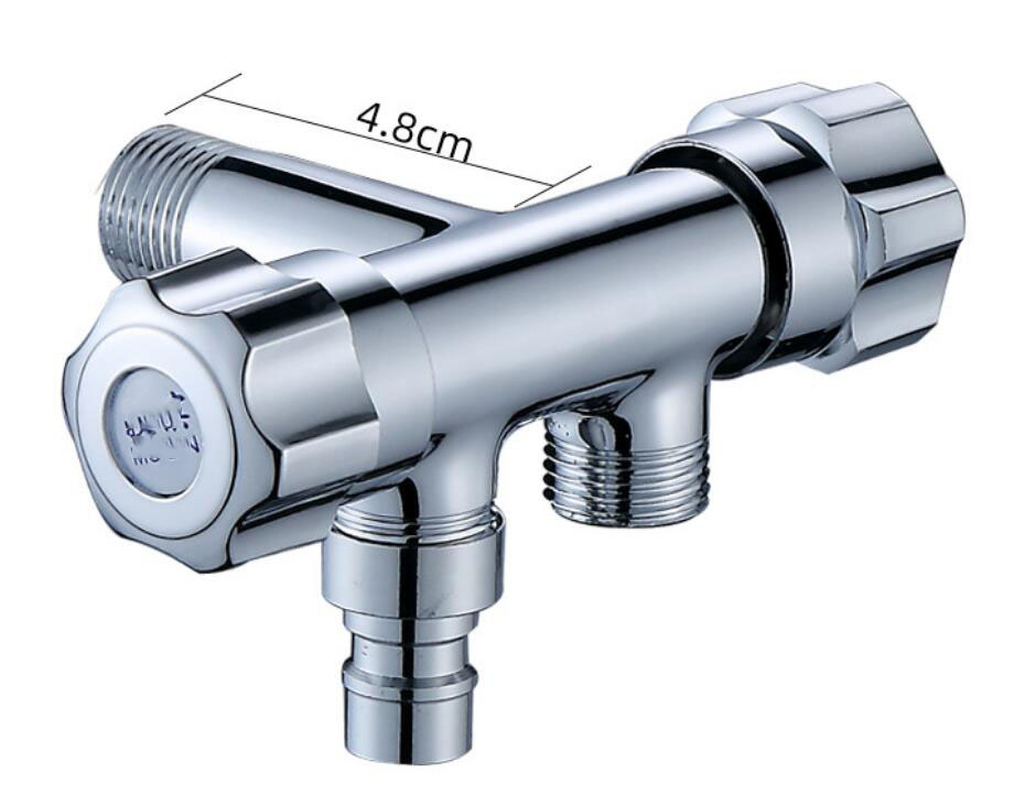 G1/2 tre-vejs trekantventil en i to ud dobbelt vandvinkelventil vaskemaskine toilet stopventil multifunktionshane: B