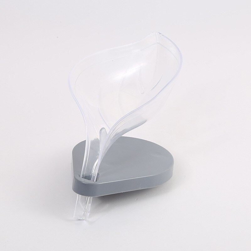 Såpeholder såpeskål oppbevaringsboks avløp baderomsorgan såpebrett sugekopp tørr bladform hjemmedekorasjon: Hvit b