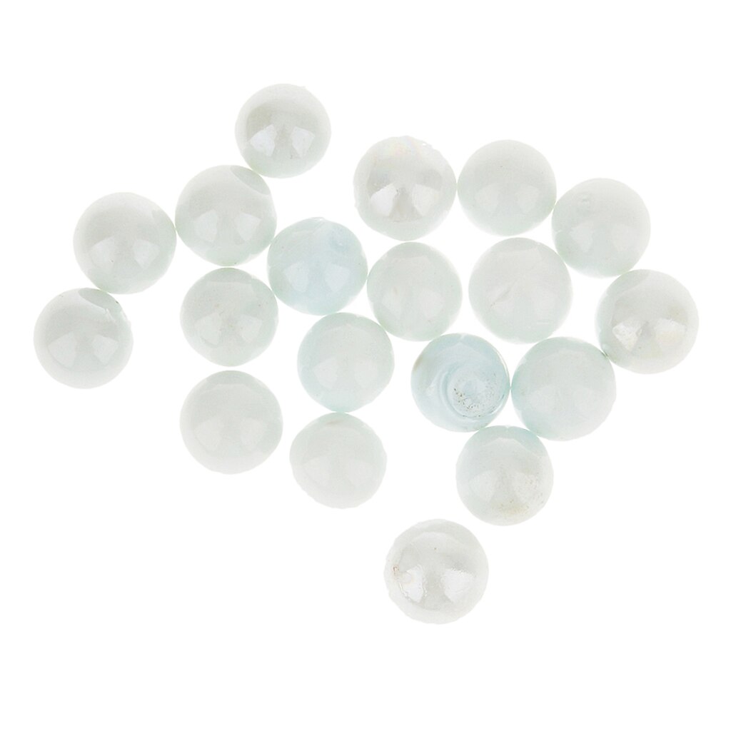 Canicas de cristal surtidas, juego tradicional, blanco, paquete de 20, 16mm