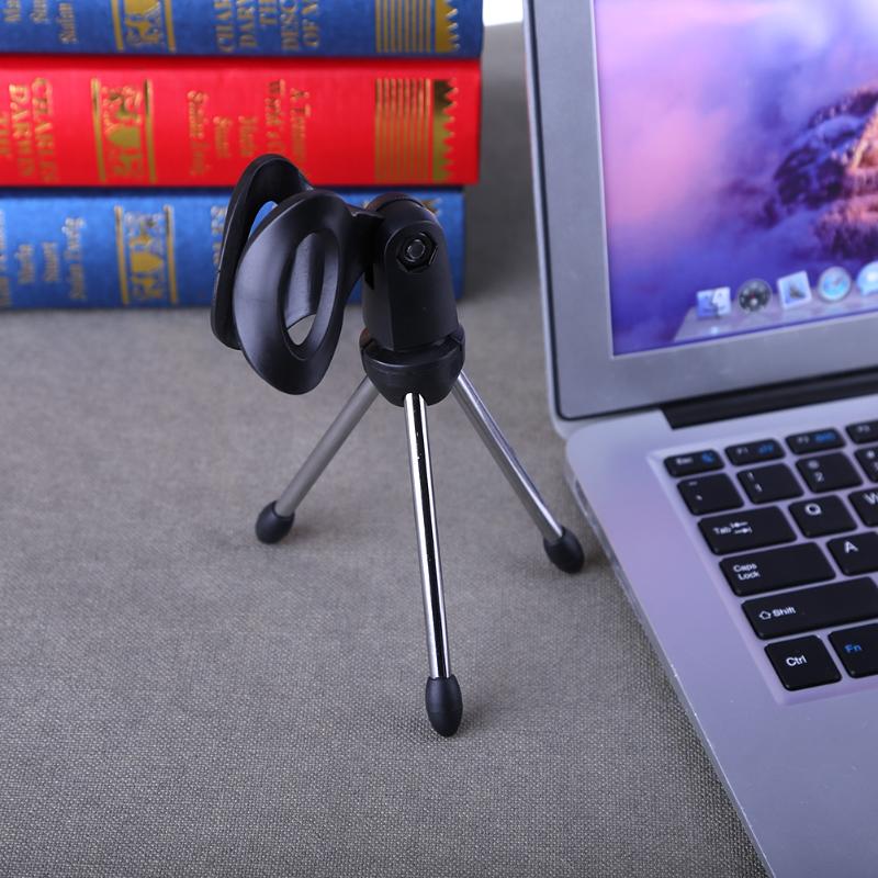 Mini tripé portátil para mesa, suporte de mesa ajustável com microfone e liga de zinco para microfone, suporte com microfone para mesa, tripé