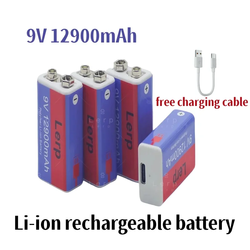 Rechargeable Lithium-ion Battery, 9V, 12900mAh, Mini USB, Toy Microphone, Remote Control, KTV Usage, Multimeter, ,