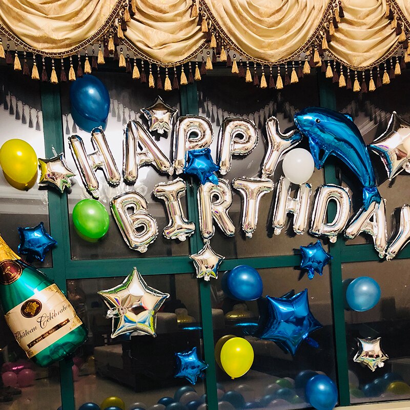 Hoge Quanlity Verjaardag Ballonnen Sets Party Baby Shower Blauw Dier Dolfijn Ballonnen Jongen Happy Birthday Kidstoys