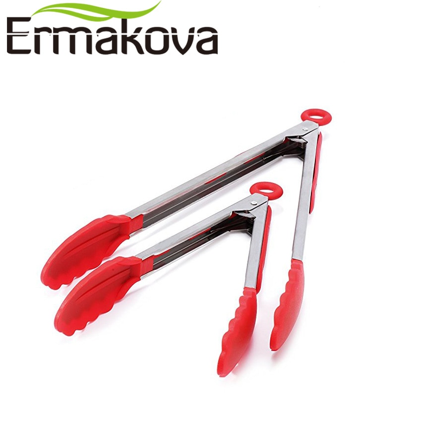 Ermakova Siliconen Bbq Grillen Tong Salade Brood Presenteren Tong Non-stick Keuken Barbecue Grillen Koken Tong Met Joint Lock