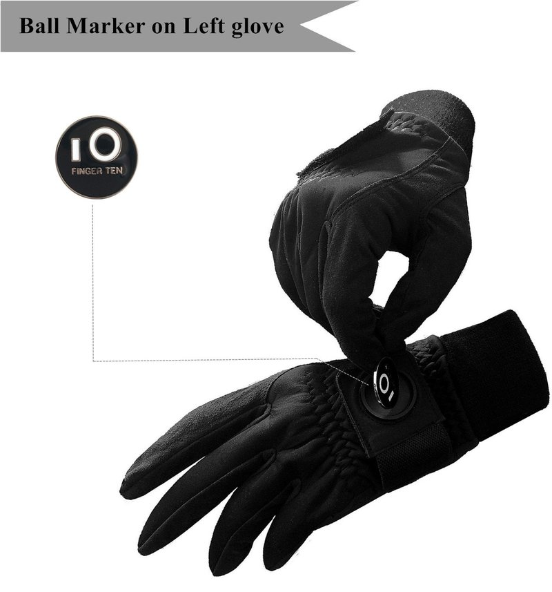 1 par inverno frio tempo quente luvas de golfe men com marcador bola aperto à prova de vento à prova dwindproof água luvas de golfe
