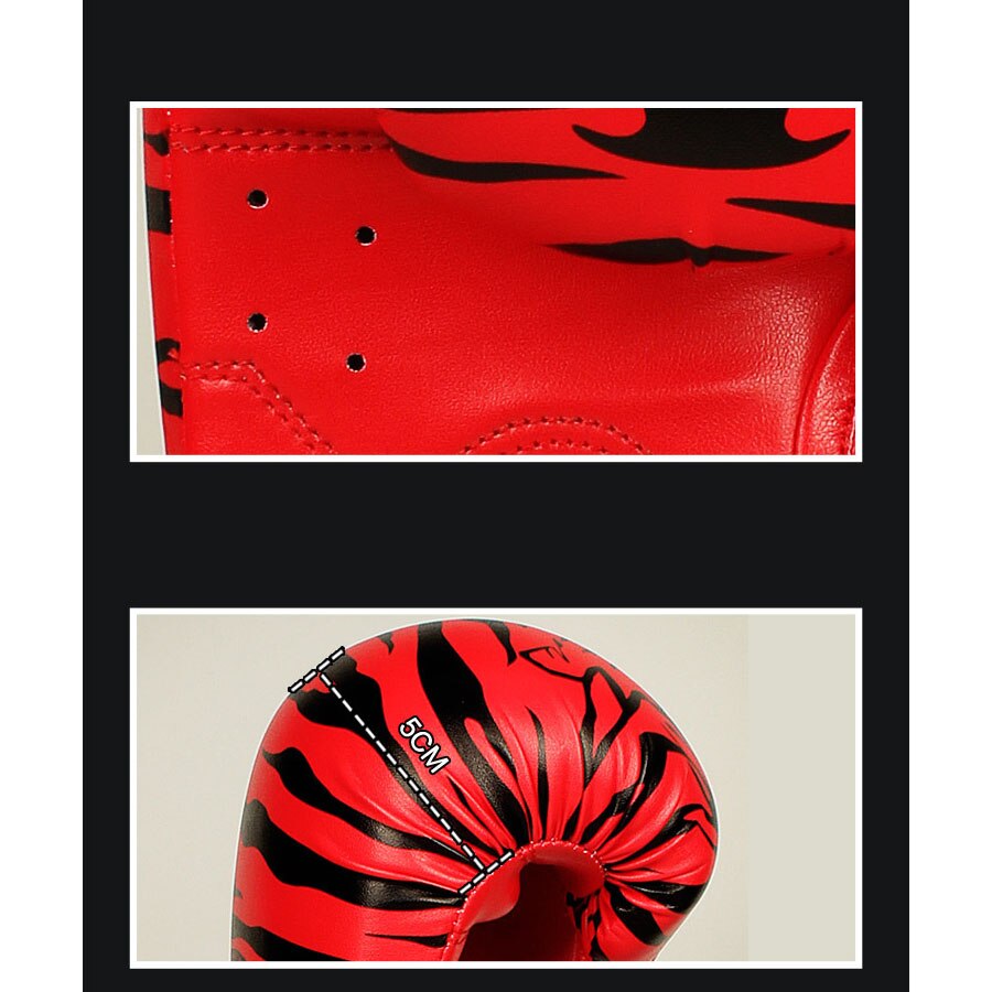 Guantes de boxeo profesionales de malla de Tigre, de cuero sintético, transpirables, con llama, Sanda Boxe, guante tailandés, caja Mma