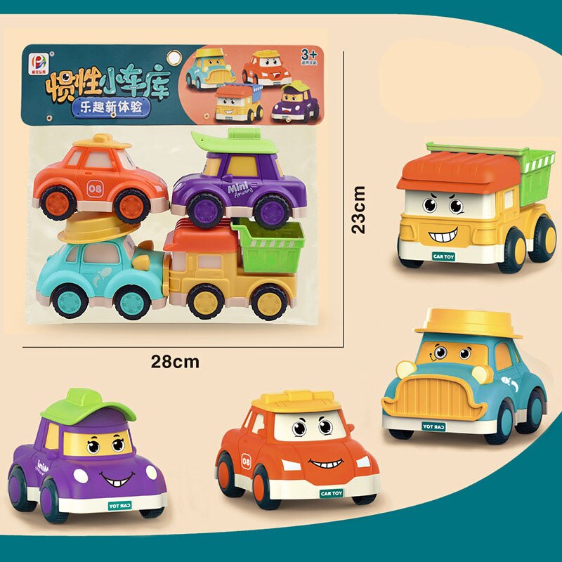 Car set Children&#39;s inertial engineering team baby excavator toy city sanitation toy car: BJ649