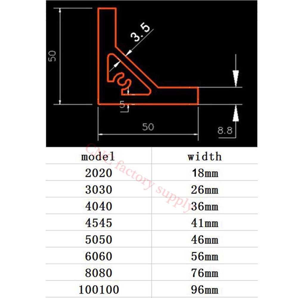 adapting 90 degree inscribed corner bracket angle connector EU standard 20/30/40/45/50/60/80 series Aluminum Profile parts