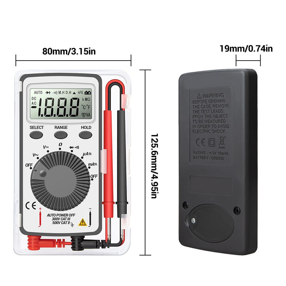 AC/DC LCD Digital Backlight Multimeter Manual Voltmeter Ammeter Ohm Tester Portable Electrical Instrument Test Tools: Default Title