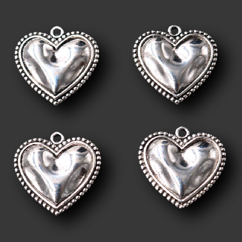 10 pièces plaqué argent coeur de l'éternel charme Vintage collier boucles d'oreilles pendentif en métal bijoux à bricoler soi-même artisanat faisant 21*21mm