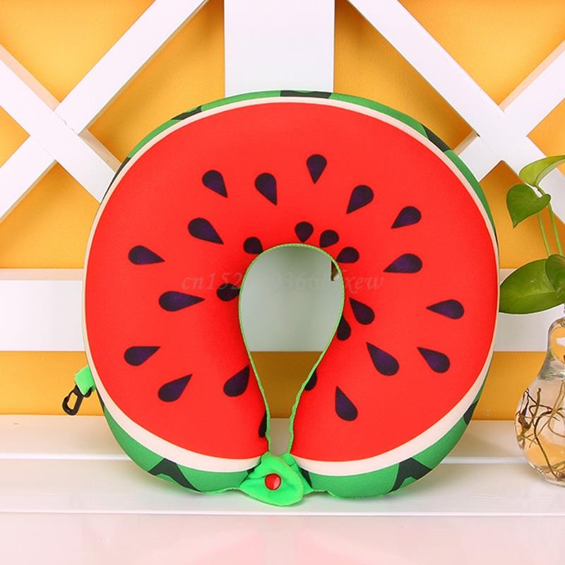 Neck Support Head Rest Headrest Cushion Travel Memory Foam Fruit U Shaped Pillow 24BD