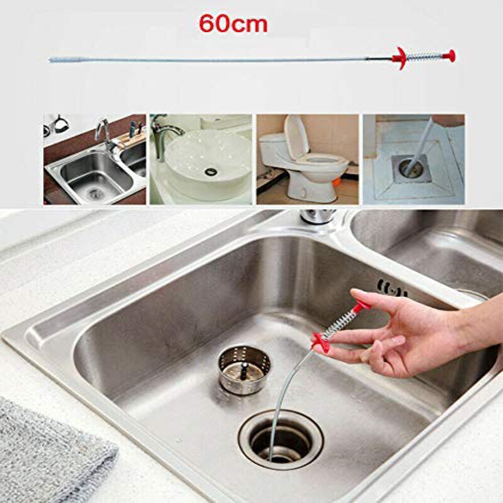 60cm Long Reach Flexible Pick Up Tool Spring Grip Narrow Bend Curve Grabber Pipeline Dredge Sink Hair Cleaner Kitchen Tools