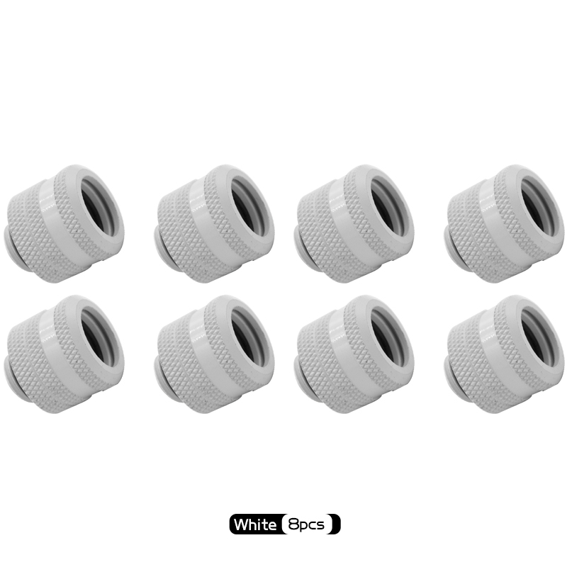 G1/4'' Hard Tube Compression Fittings For OD14mm Acrylic PETG Frosted Pipe PC Water Cooling DIY Computer Case Connector Adapter: 8PCS White