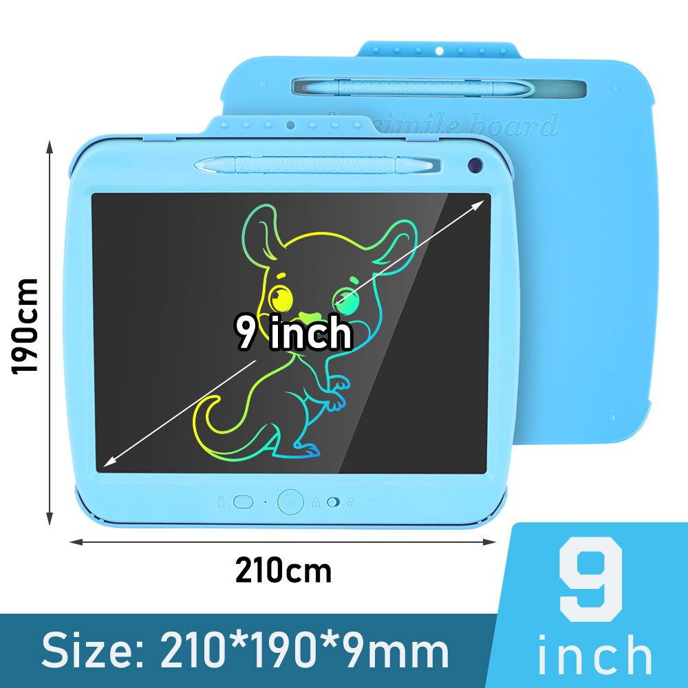 9 inch rechargeable drawing tablet colorful LCD writing tablet smart Digital Tablets for Kids drawing table with Copy Card: multi color blue