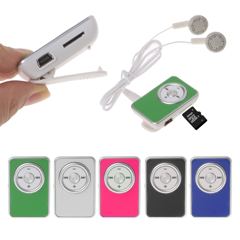 Mini Clip Muziek Media MP3 Speler Ondersteuning TF Micro Sd-kaart Met Oortelefoon USB Kabel #221