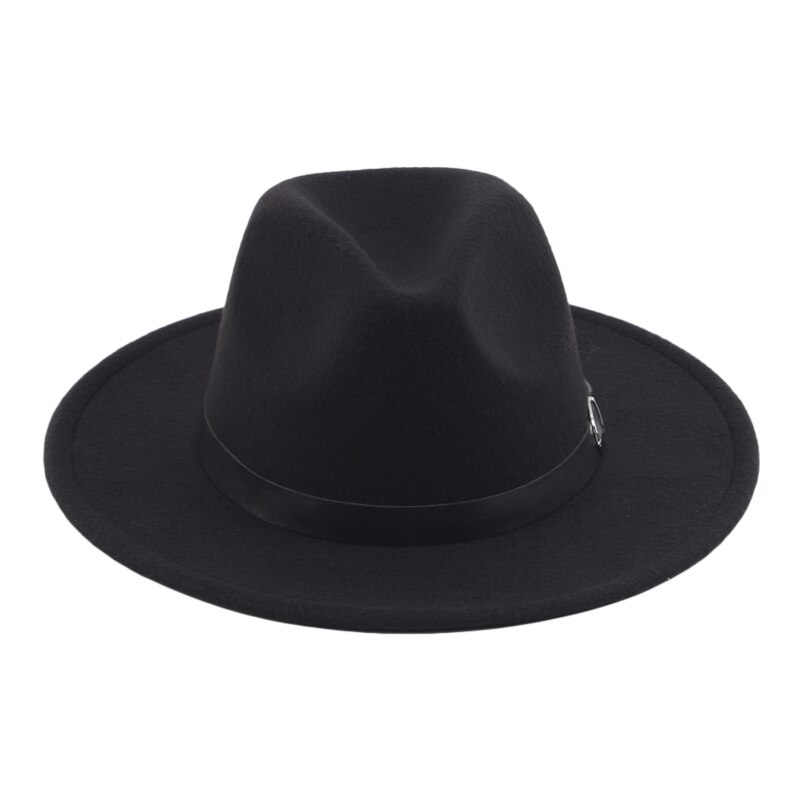 Mænd fedoras kvinders jazz hat sommer forår sort uld blandet cap udendørs afslappet hat: Sort