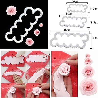 3d rosenudskærer blomsterform sugarcraft dekorationsværktøj fondant kage bagemaskine