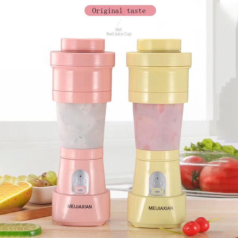 Folding Juice Blender Portable USB Juicer Cup Mixing Machine Smoothies Baby Food Fruit Mixer Kitchen Tool Pink