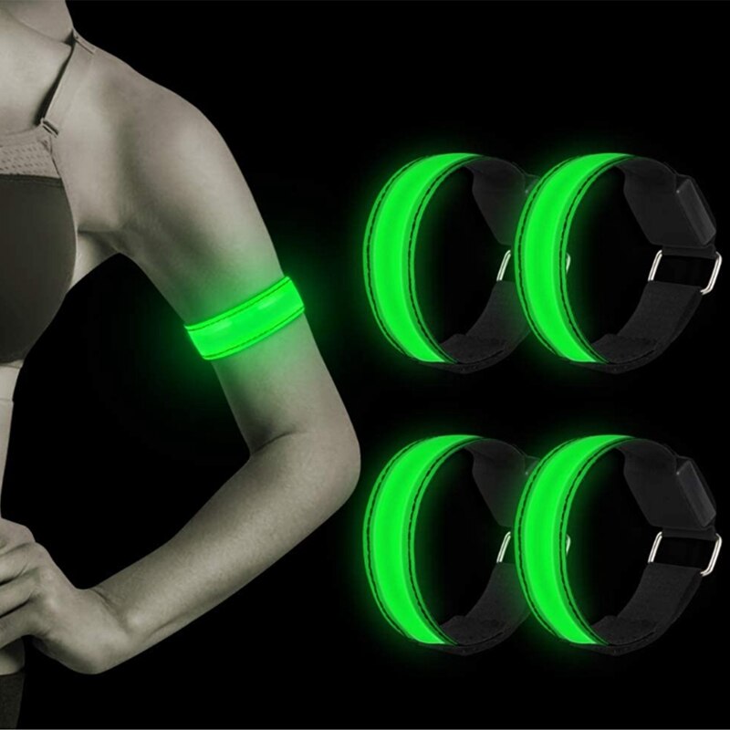 4Pcs Runing Licht für Runers Wiederaufladbare Led Armband Refective Lauf Getriebe, Led Licht Up Band für Runner: Green