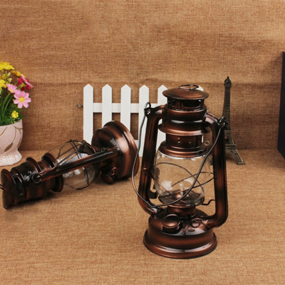 1pc vintage petroleumlampen, ijzeren nostalgische draagbare hanglantaarn, buitenkampeerlamp