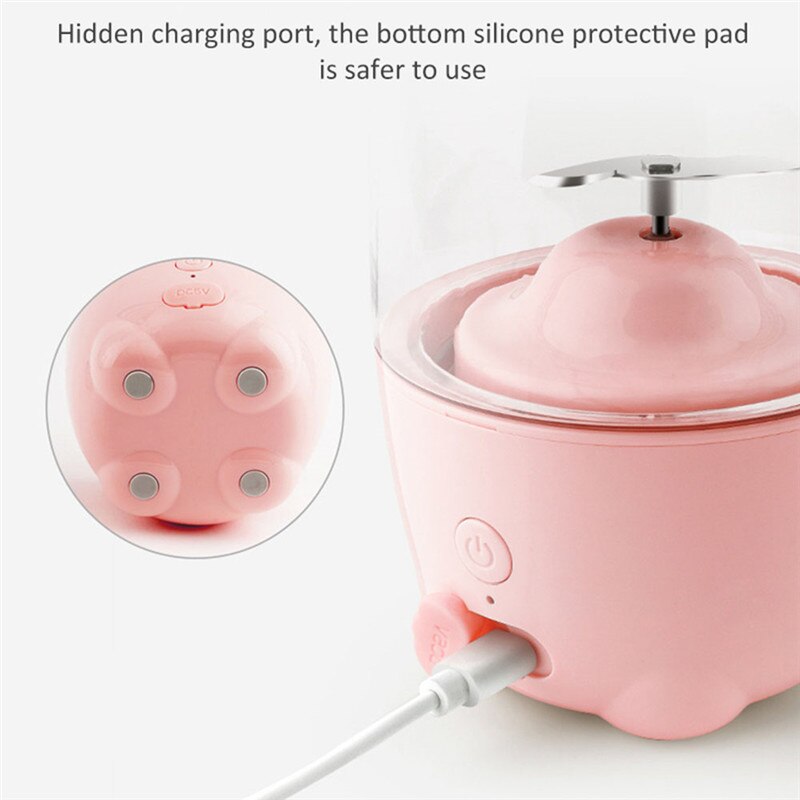 Draagbare elektrische sapcentrifuge voor huishoudelijk gebruik, multifunctionele sapcentrifuge met usb-oplaadfunctie, mini-konijn, automatische blender