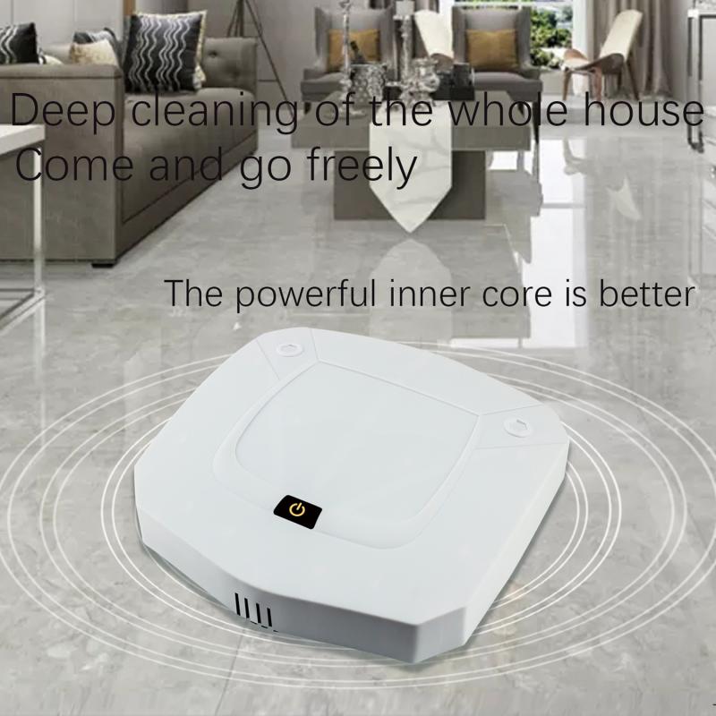 UV Disinfection Robot Sweeper Smart Rechargeable Auto Sweeping Robot Diffuser Strong Suction USB Charging Cordless Cleaning: battery white